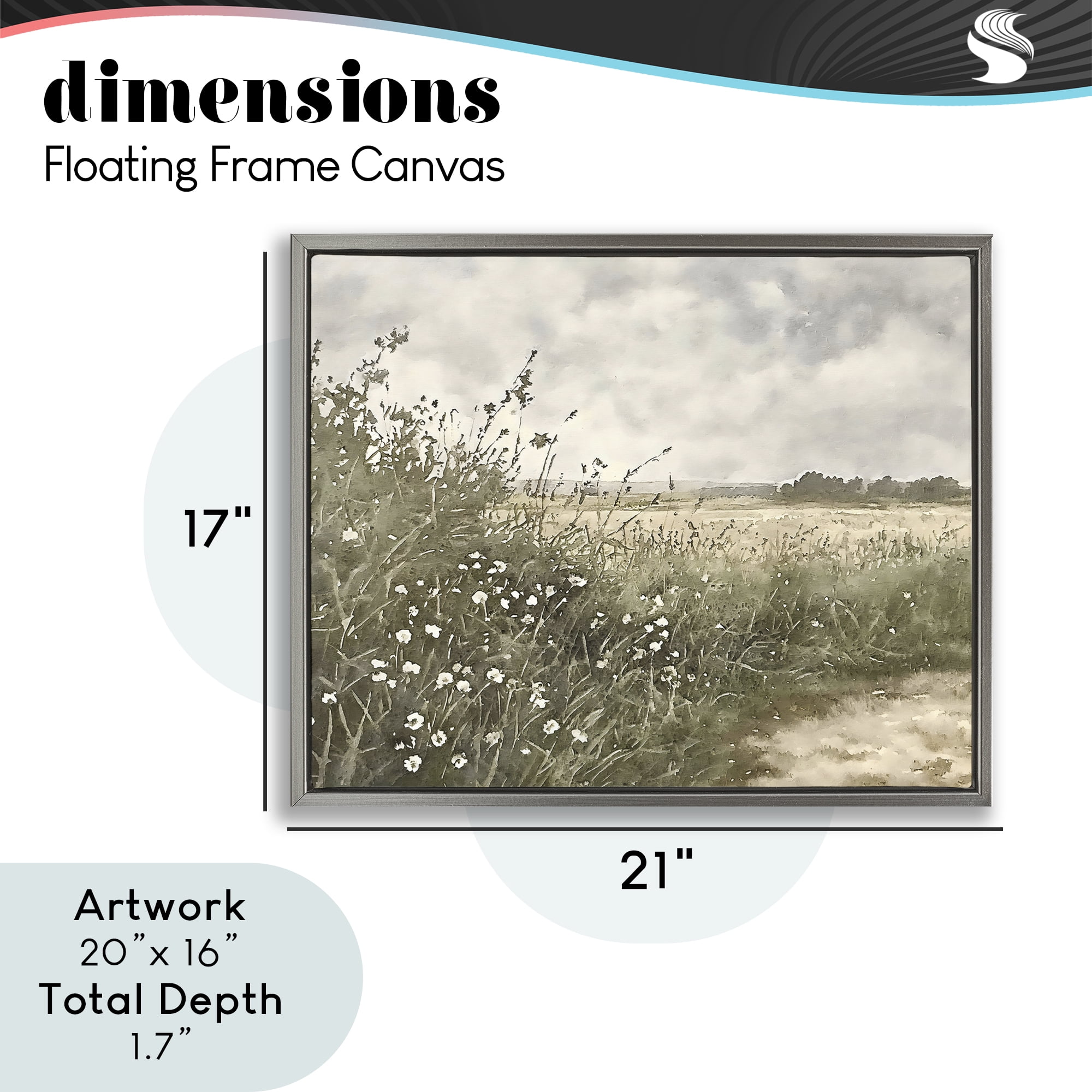 Stupell Industries Soft Meadow Landscape at Dusk Gray Framed Floater Canvas Wall Art, design by Riley B