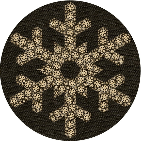 Ahgly Company Indoor Round Patterned Night Black Area Rugs, 7' Round