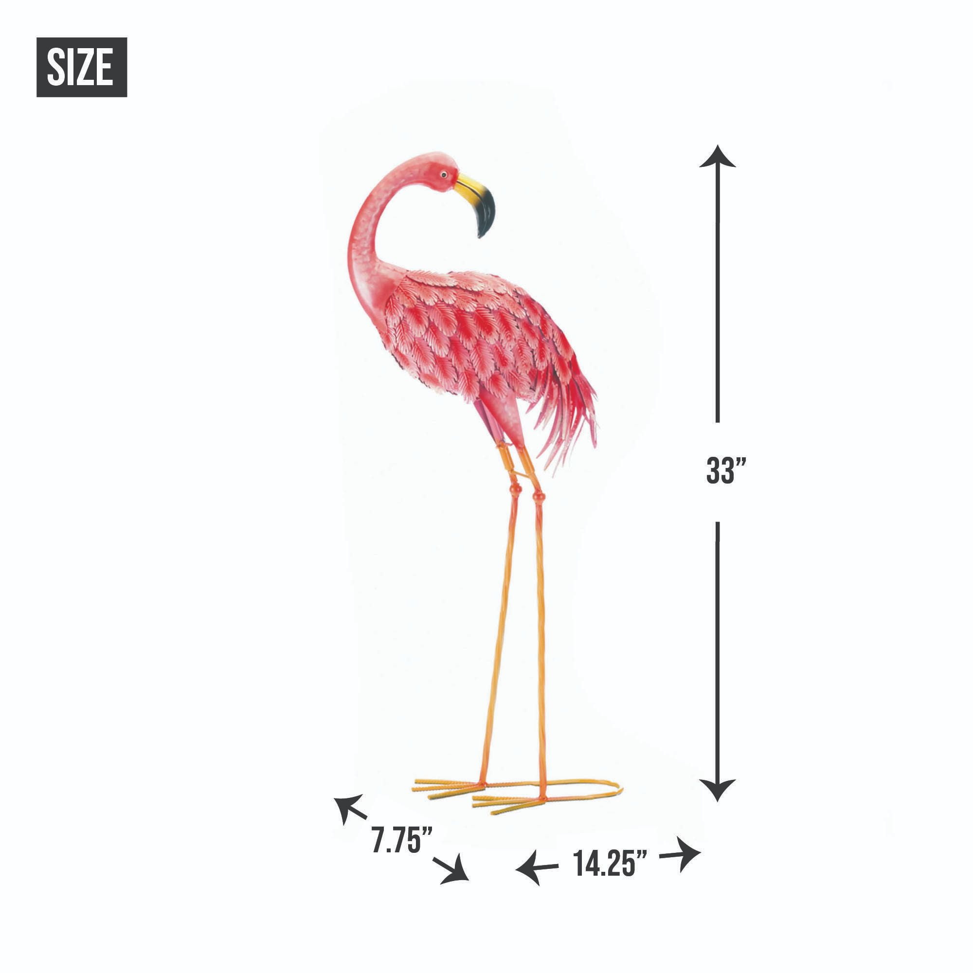 Zingz & Thingz Standing Flamingo Looking Back Outdoor Statue - 33" - Pink and Beige