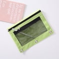 thumbnail image 2 of Huiing Green Mesh Zipper Pencil Pouch for Binders, Heavy-Duty Canvas Quick-View Mesh Pocket Mesh Stationery Bag, Multi-Use Zipper Pouch, Reinforced Metal Rings Secure 3-Ring Binder Integration, 2 of 4
