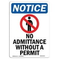 thumbnail image 1 of SignMission OS-NS-A-1014-V-14370 10 x 14 Po Panneau d'Affichage OSHA - Pas d'Admission Sans Permis, 1 of 1