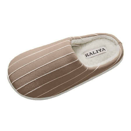 

XINSHIDE Shoes Men Winter Warm House Slippers Stripe Soft Non Slip Fleece Plush Home On Shoes Indoor Outdoor Shoes For Men