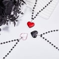 thumbnail image 4 of 3pcs 3 colors Glass Heart Pendant Necklaces set with Plastic Beaded Chains Alloy Necklaces for Women Mixed color 18.03 inch(45.8cm) 1pc/color, 4 of 6