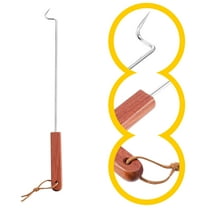 GAXIRE 1Pack Grill Tools Food Flipper Stainless Steel Wood Brown Grilling Utensil Gadget