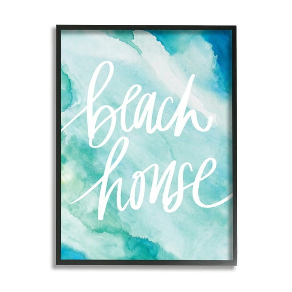 Stupell Industries Beach House Watercolor Phrase Nature Painting Black Framed Art Print Wall Art, 11 x 14