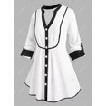 thumbnail image 2 of Camisa Talla Extra Cinta Contraste Manga Lazos Rosegal  Blusas Tallas Grandes, 2 of 5
