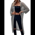 thumbnail image 1 of Cárdigan de Punto con Mangas 3/4 Abiertas y Aberturas para Mujer, Suéter , Gris, Talla XL, 1 of 9