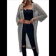 thumbnail image 1 of Cárdigan de Punto con Mangas 3/4 Abiertas y Aberturas para Mujer, Suéter , Gris, Talla XL, 1 of 9