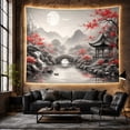 thumbnail image 6 of Red Bridge and East Asian Pavilion Tapestry Wall Hanging, 6 of 7