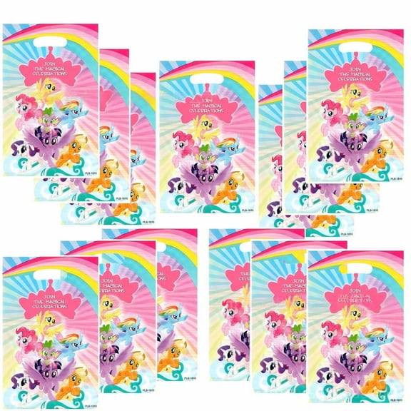 20Pcs My Little Pony Anime Cartoon Theme Party Gift Bags, Handheld Favor Candy Bags with Carry Handle for Birthday Party Decorations Supplies