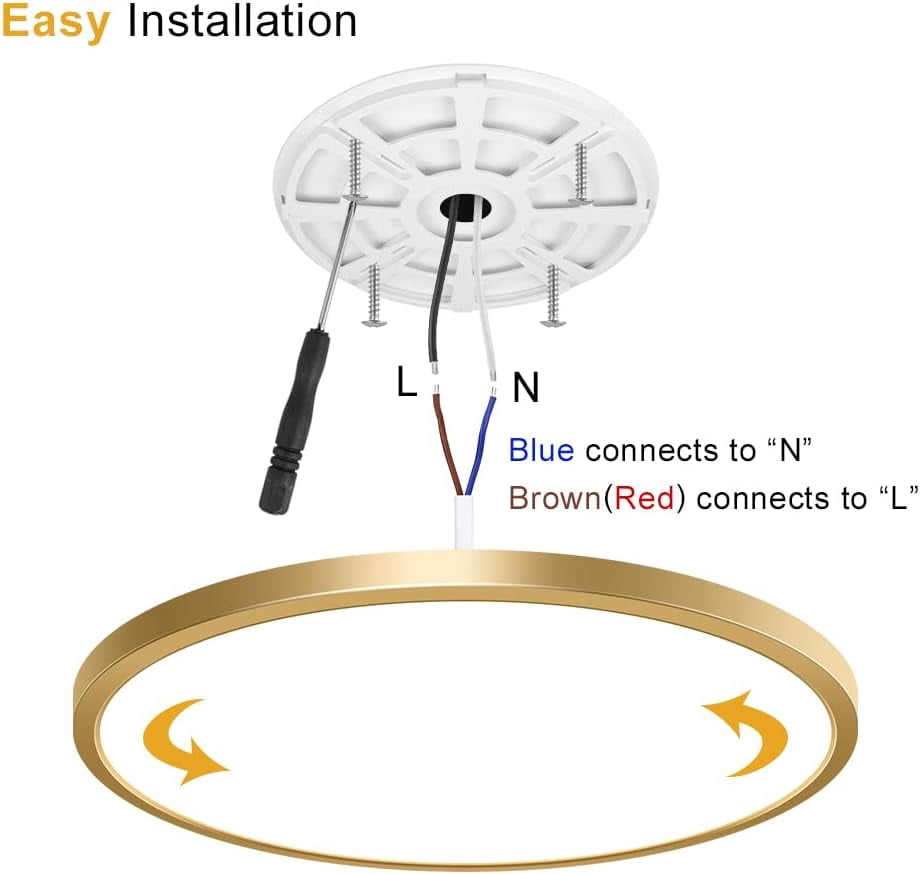 Flush Mount Ceiling Light Fixture , IP40, Flat Modern LED Ceiling Lights for Bedrooms, Living Rooms, Bathrooms, Stairwells