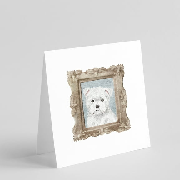 West Highland White Terrier Puppy Square Greeting Cards and Envelopes Pack of 8 5 in x 5 in