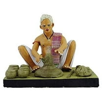 Handcrafted Indian Clay Doll – 8-inch Artisan Sculpture for Home Decor