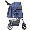 thumbnail image 6 of ZENSTYLE 4 Wheels Pet Stroller Foldable Carrier Strolling Cart for Cat Dog w/ Storage Basket Navy Blue, 6 of 7