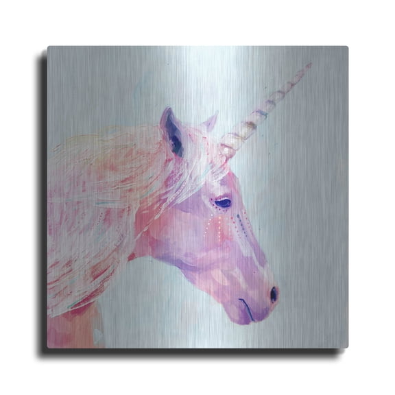Luxe Metal Art 'Mystic Unicorn I' by Victoria Borges, Metal Wall Art, 36" x 36"