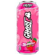 GHOST ENERGY Zero Sugars Energy Drink, BUBBLICIOUS Strawberry Splash, 16 fl oz Can