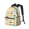 thumbnail image 2 of Haiem Colorful Mustache Lightweight Backpack for School, Classic Basic Water Resistant Casual Daypack for Travel with Bottle Side Pockets, 2 of 8