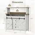 thumbnail image 2 of Leaglojoy Farmhouse Wine Bar Cabinet with Sliding Bar Door and Led Lights, Sideboard with 2 Layers Tabletops, Wine and Glass Racks, 2 Storage Cabinets with Adjustable Shelf, 3 Drawers, Rustic White, 2 of 9
