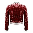 thumbnail image 6 of Wdgfv Womens Sequin Jacket Party Festival Outfit Long Sleeve Zipper Up Stylish Glitter Blazer Bomber Jacket Red XL, 6 of 6