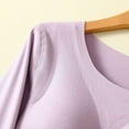 thumbnail image 5 of cfhntfmh Womens Pajamas with Built in Bra Long Sleeve Round Neck Soft Lounge Tees Breathable Comfy Sleepwear（Purple,Large), 5 of 7