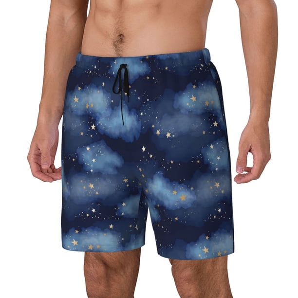 Balery Starry Sky Bañador para hombre, shorts de playa de secado rápido con entrepierna y forro de compresión-Medium