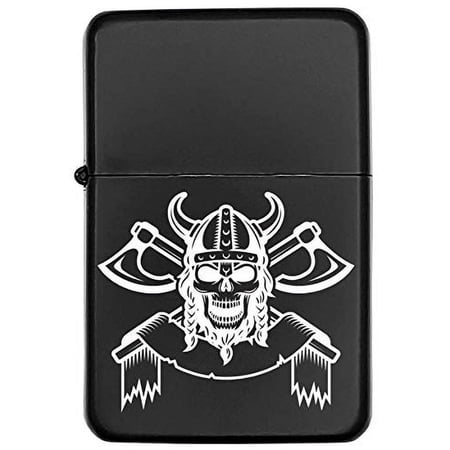 Groomsman Gift Windproof Black Matt LIGHTER – Gift for Him Husband Father Wedding Groomsmen Boyfriend Silver Dad Birthday Anniversary Present (Viking)