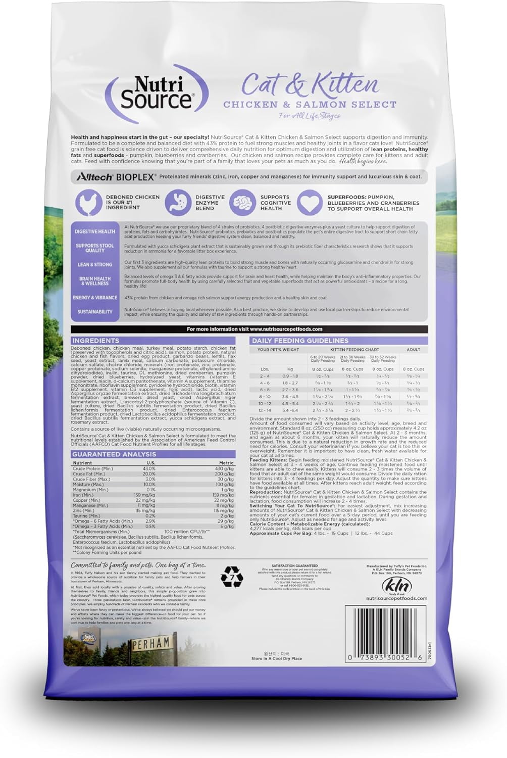 Nutri Source 125104 12 lbs Grain Free Select Chicke & Salmon Cat Food