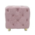 thumbnail image 4 of GZXS Modern Upholstered Ottoman in Pink Velvet, Square Foot Stool with Dice Design, Soft Makeup Chair & End Table, Small Accent Seat for Living Room, Bedroom, Entryway, 4 of 7