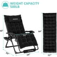 thumbnail image 3 of Amopatio Oversized Zero Gravity Chair 29 XL Patio Reclining Chair with Cushion, Outdoor Folding Adjustable Recliner with Cup Holder, Foot Rest & Padded Headrest, Support 500LB,Black, 3 of 7