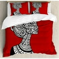 thumbnail image 3 of African Woman Duvet Cover Set Twin Size, Hand Drawn Ethno Cultural Themed Portrait Artistic Complex Figures, Decorative 2 Piece Bedding Set with 1 Pillow Sham, Ruby Black White, by Ambesonne, 3 of 3