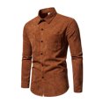 thumbnail image 2 of Fashnice Blouse pour Homme Col à Revers Hauts Chemises Boutonnées Coupe Régulière Tunique de Vacances Chemise Brun TG, 2 of 9