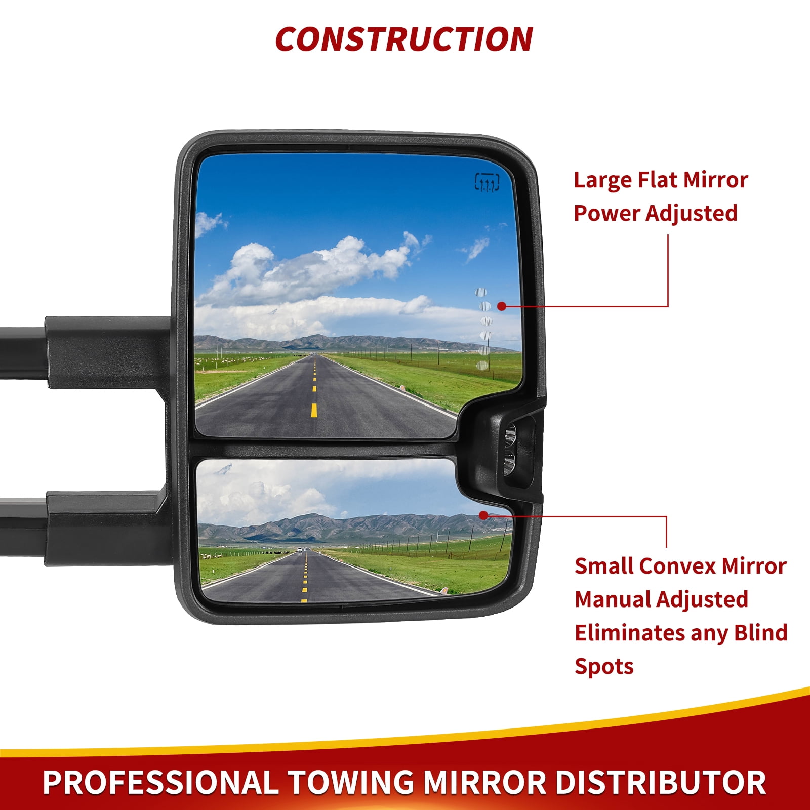 LEDKINGDOMUS Power Heated Towing Mirrors Compatible with 2003 - 2006 Silverado Sierra 1500 2500 HD 3500, Escalade Suburban Tahoe Yukon XL Manual Fold Telescopic Switchback Turn Signal Running Lights