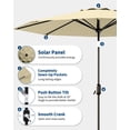 thumbnail image 4 of Arigeas 9ft Solar Patio Umbrella with LED Lights, Outdoor Market Table Umbrella with Push Button Tilt, 8-rib Frame and Crank, 4 of 6