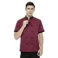 thumbnail image 5 of Toptie Short Sleeve Chef Coat Jacket Red Lightweight Button Chef Uniform, 5 of 7