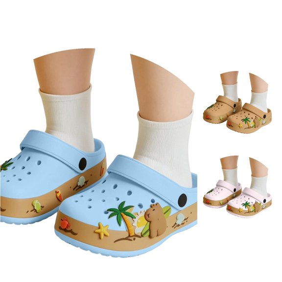 XIYON Kids Boys Girls Summer Slippers Soft Sole Non Closed Toe Hollow Out Cartoon Design Lightweight Breathable Shoes For Casual Daily Wear,Blue,2.5-3 Years