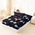 thumbnail image 4 of Manfei Cute Lines Cat Twin Fitted Sheet, Abstract Kitten Bedding, Black Blue, 2-Piece, 1 Fitted Sheet and 1 Pillowcase, 4 of 6