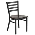 thumbnail image 1 of HERCULES Series Black Ladder Back Metal Restaurant Chair - Walnut Wood Seat, 1 of 9