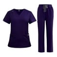 thumbnail image 2 of Mlqidk Dark Purple Scrubs Sets for Women Plus Size Medical Scrub Sets Stretchy V-Neck Yoga Scrub Pants and Tops Scrubs Nurse Uniforms Uniformes De Enfermeras De Mujer S, 2 of 4