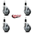 thumbnail image 2 of 5 Inch Thermo Rubber Swivel 1-3/8 Inch Expanding Stem Caster Set with Brake, 2 of 2