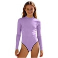 thumbnail image 1 of Swimsuit for Girls, Long Sleeve One Piece Rashguard, Solid Color Beach Vacation Swimsuit for Kids 2-13 Years, 1 of 7