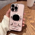 thumbnail image 4 of Compatible with iPhone 13 Pro Max Electroplated Case Women Girls Plating Astronaut Hidden Stand Case Camera Lens Protection Soft Silicone Case for iPhone 13 Pro Max 5g 6.7 inch(Pink), 4 of 10