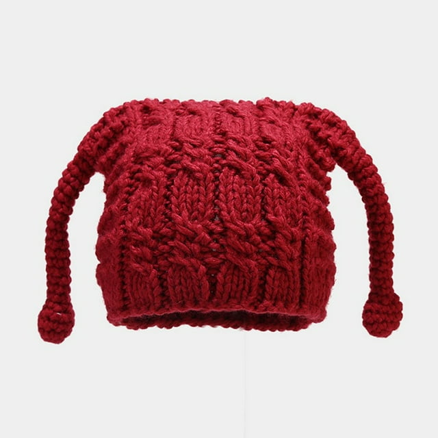 Jusqu'à 10$ Chapeaux Bomber Rouges Femmes Chapeau Tricoté Crochet Décontracté Chapeau Chaud Chapeau Drôle