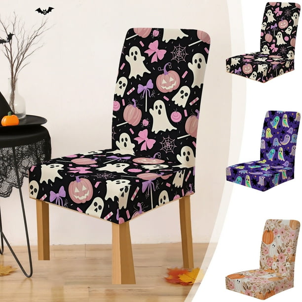Funda para Silla de Celebración de Halloween, Color Beige, Decoración de Terror | Funda Integrada de Alta Elasticidad para Silla, 52 X 63 X 54 Cm | Material: Poliéster | 1 Unidad