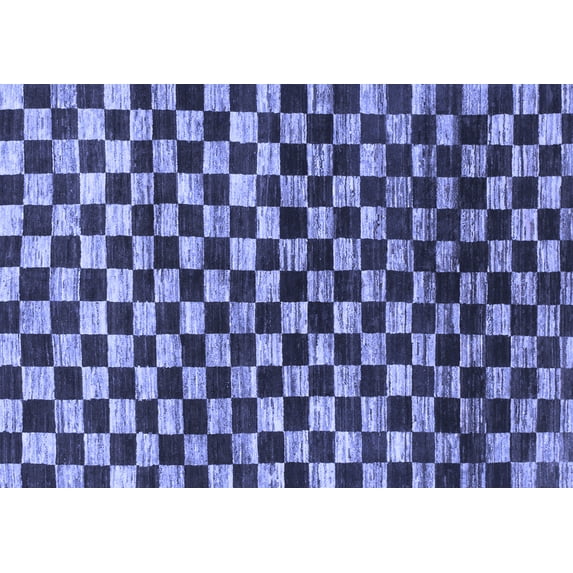 Ahgly Company Indoor Rectangle Checkered Blue Modern Area Rugs, 5' x 8'