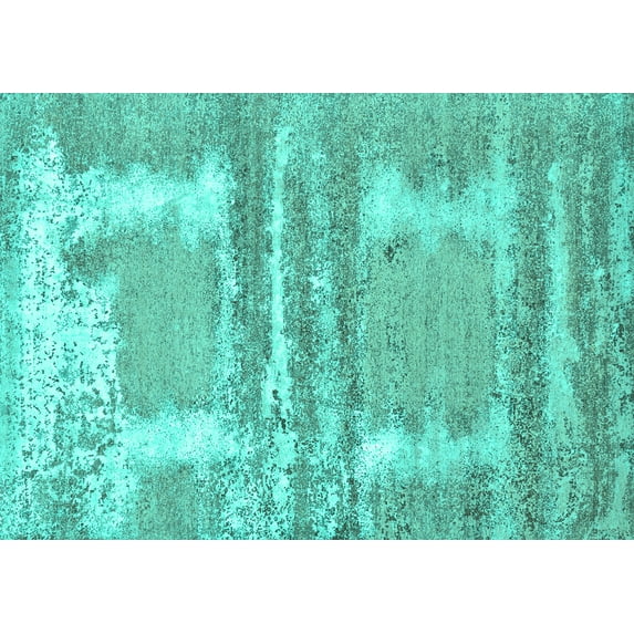 Ahgly Company Machine Washable Indoor Rectangle Oriental Turquoise Blue Industrial Area Rugs, 5' x 7'