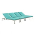 thumbnail image 2 of Modway Shore Aluminum Patio Chaise Lounge in Silver and Turquoise (Set of 4), 2 of 7