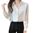 thumbnail image 5 of Sakmal Button Down Blouses for Women Dressy Casual White Shirts Long Sleeve Solid Collared Shirts for Women, 5 of 5