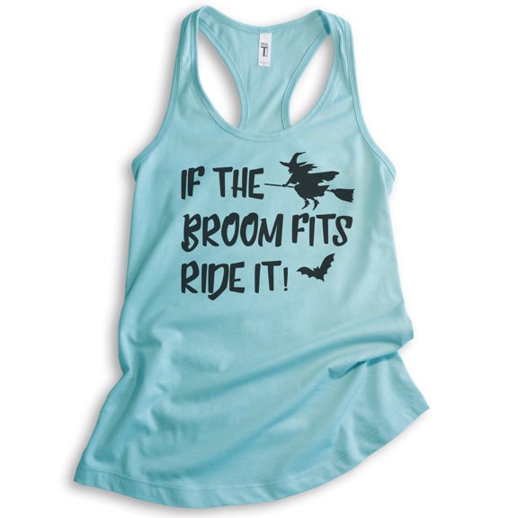 If The Broom Fits Ride It Witch Tank Top, Ladies Racerback Tank Top, Halloween Tank, Witch Tank, Cancun, X-Small