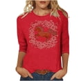 thumbnail image 3 of TaTaai Ladies 2026 New Year Graphic Print 3/4 Sleeve Blouse Round Neck Casual Top Holiday Celebration Festive Party Attire Gift, 3 of 5