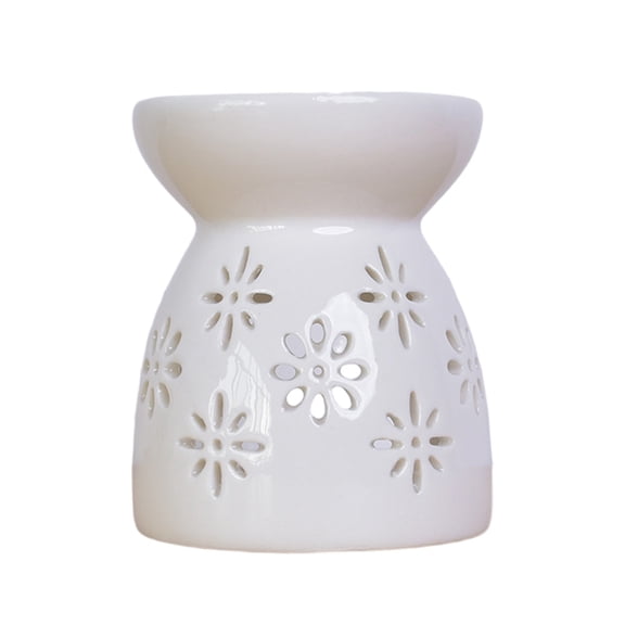 Ceramic Oil Warmer Wax Melt Holder with Candle Spoon White Aroma Diffuser Tea Light Holder Adjustable Flame Free Wickless Design for Home Spa Aromatherapy Fragrance Burner, A Candlestick